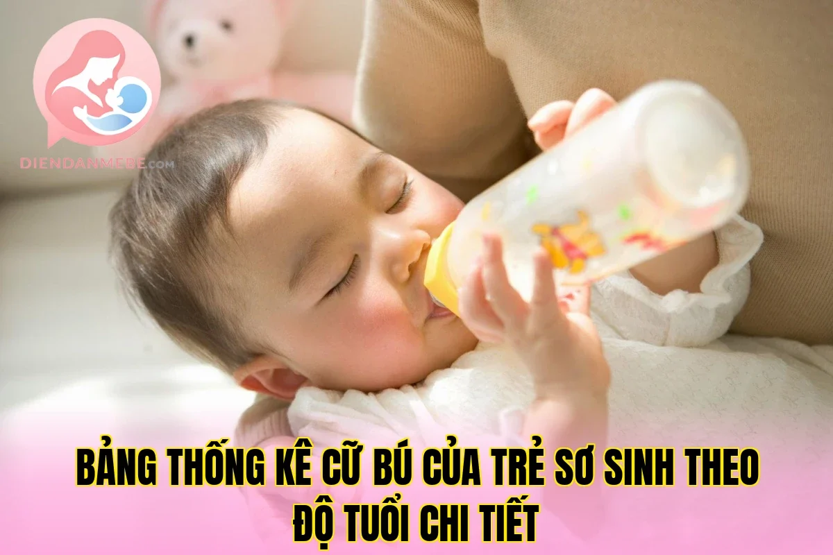 Bảng thống kê cữ bú của trẻ sơ sinh theo độ tuổi chi tiết