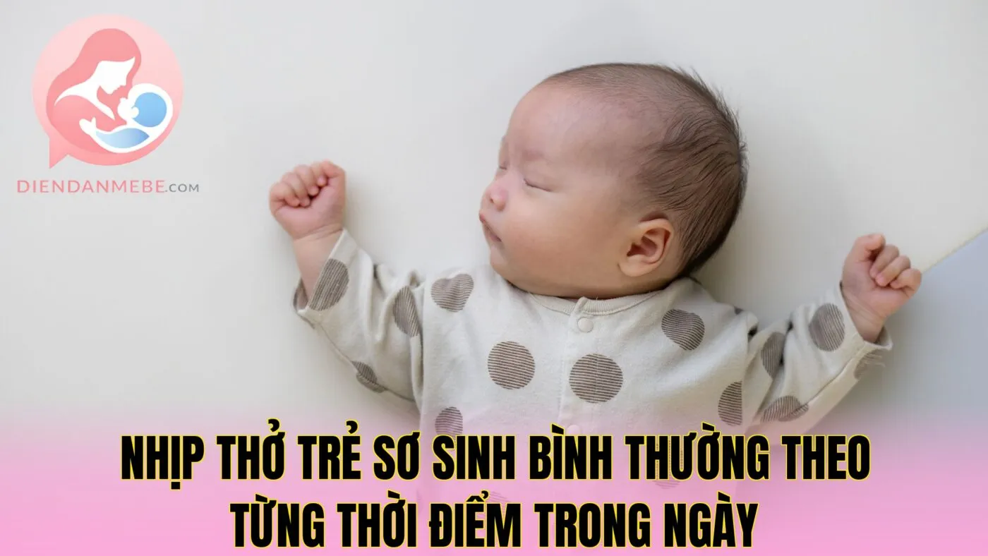Nhịp thở trẻ sơ sinh bình thường theo từng thời điểm trong ngày