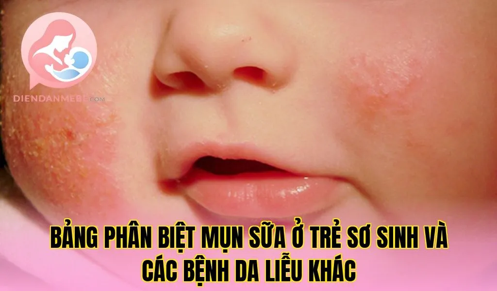 Bảng phân biệt mụn sữa ở trẻ sơ sinh và các bệnh da liễu khác