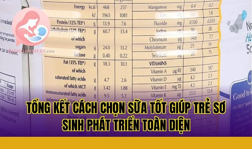Tổng kết cách chọn sữa tốt giúp trẻ sơ sinh phát triển toàn diện