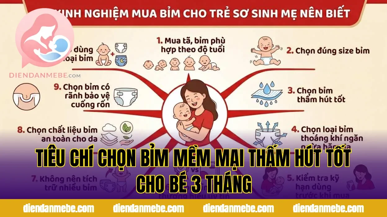 Tiêu chí chọn bỉm mềm mại thấm hút tốt cho bé 3 tháng