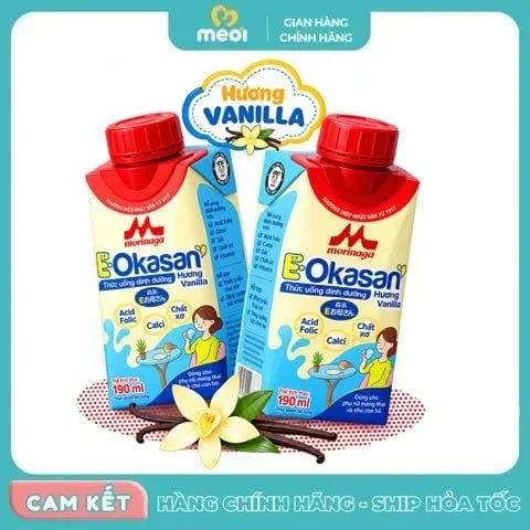 Sữa bầu Morinaga E-Okasan Vị Vani 190ml Pha Sẵn